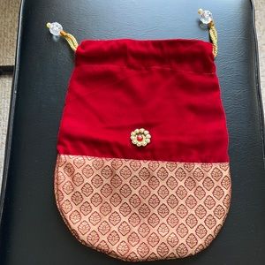 Set of 6 velvet gift potli draw string bags